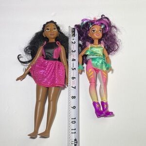 Disney Dolls with Pink and Purple Outfits